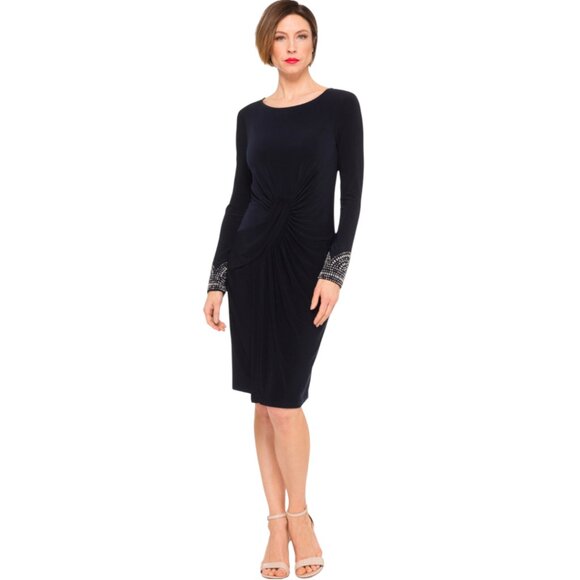 Joseph Ribkoff | Dress Style 191017 | Navy Blue | Size 6 | Long Sleeve - Picture 1 of 15